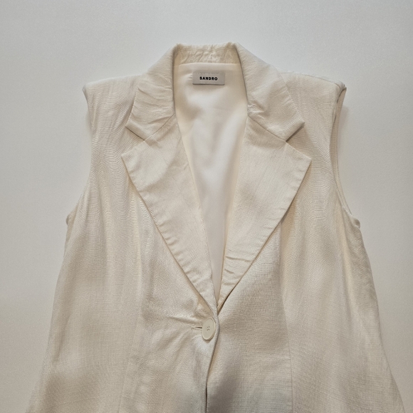 Sandro Carine Sleeveless Mini Casual Dress V-neck Sleeveless Front button - Picture 4 of 13